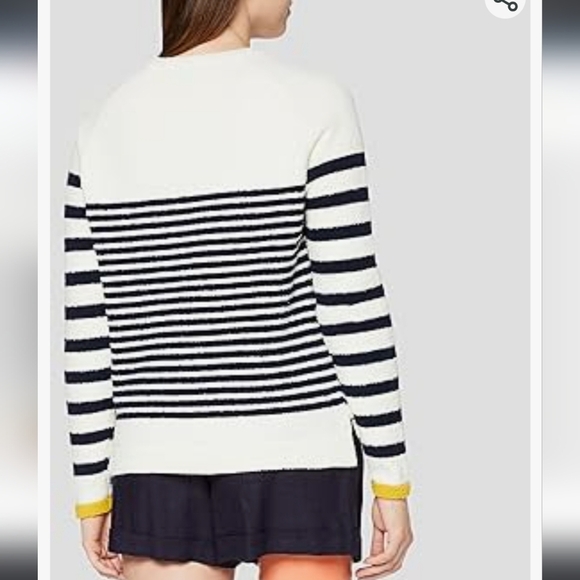 Joules Women's Chenille Sweater, White‎ and Navy Stripe, Yellow, Size 8 - Picture 6 of 13